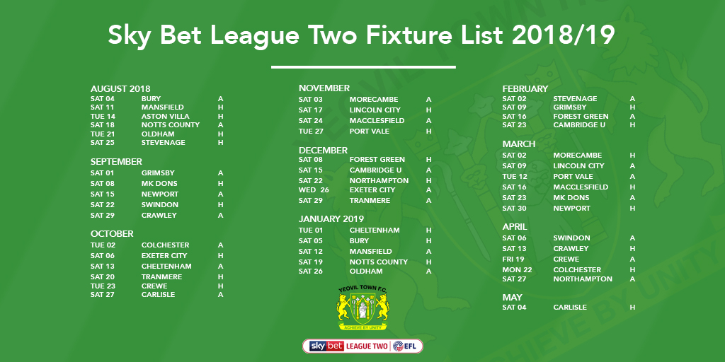 FIXTURE | 2018/19 fixtures released