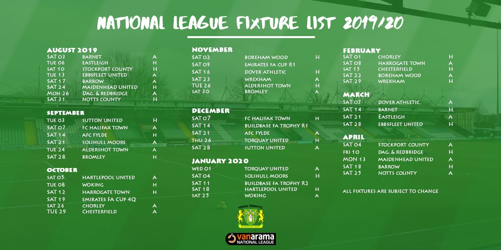 FIXTURE | 2019/20 fixtures revealed