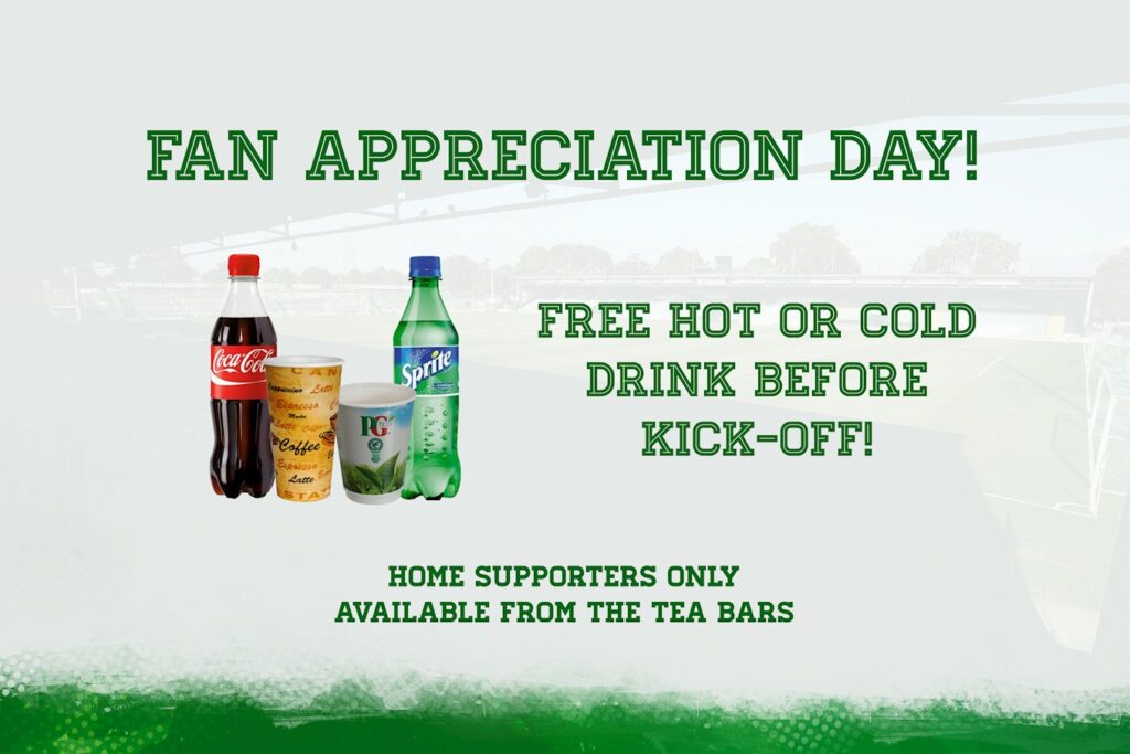 FANS | Free drink for home supporters this Saturday