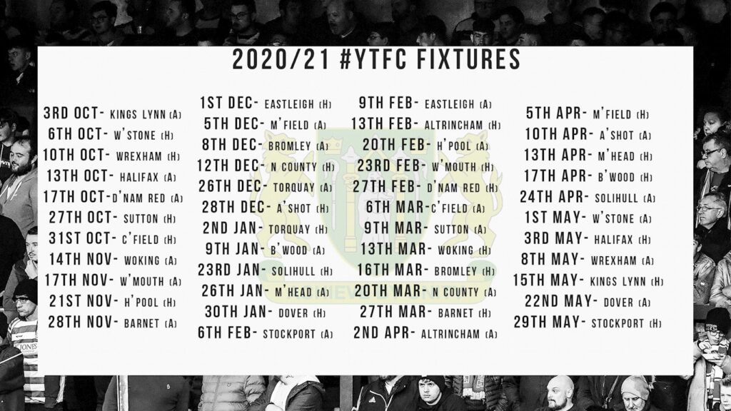 FIXTURE RELEASE: 2020/21 National League fixtures released